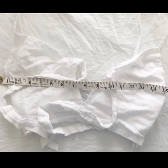 White Cottage Core Front Tie Crop Top White - Picture 5 of 13